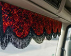 RED DANISH PLUSH TRUCK CURTAINS SET