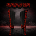 RED DANISH PLUSH TRUCK CURTAINS SET