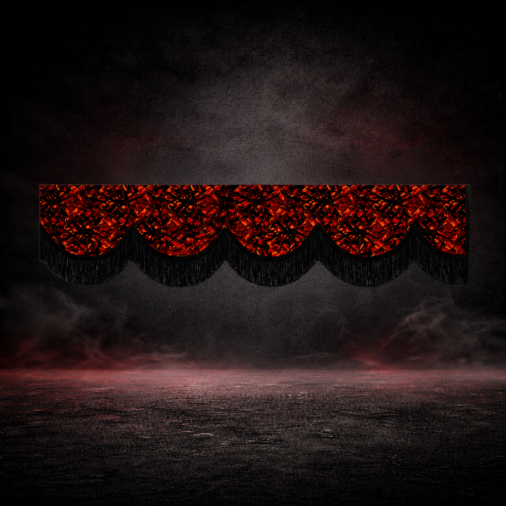 RED DANISH PLUSH TRUCK CURTAINS SET