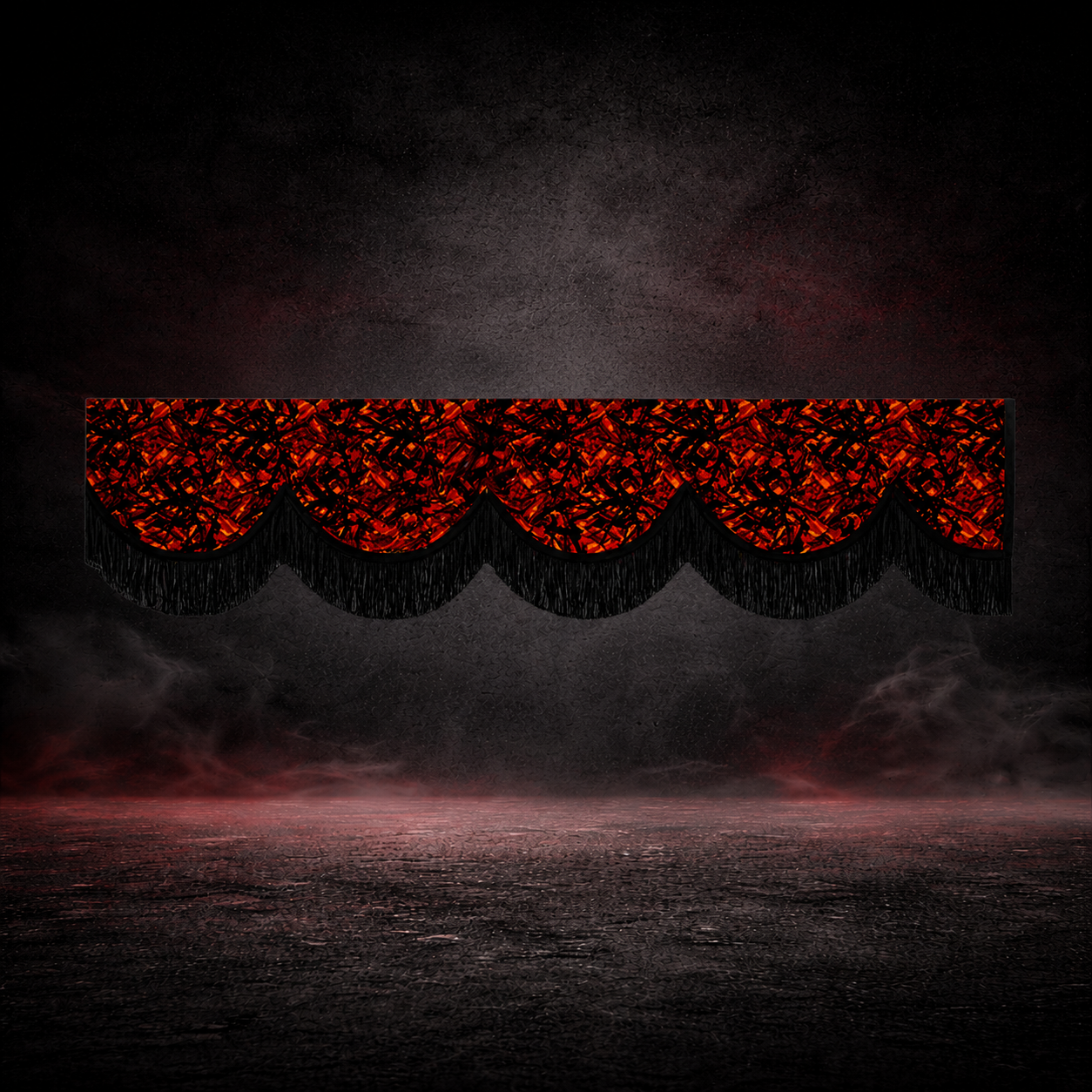 RED DANISH PLUSH TRUCK CURTAINS SET