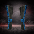 BLUE DANISH PLUSH TRUCK CURTAINS